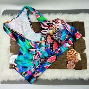 Luli Fama Lace front Multicolor Swim Top